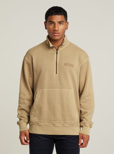 Washed Half Zip Relaxed Sweater